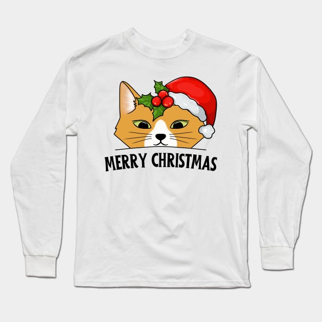 Santa cat Long Sleeve T-Shirt by Introvert Home 